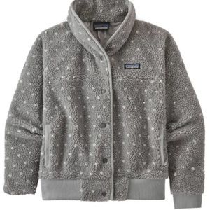 Patagonia Fleece Polka dot Bomber XL grey white fully lined